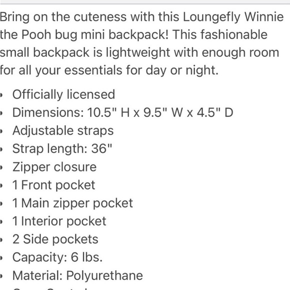 Loungefly Disney Red Winnie the Pooh LadyBug Backpack NEW W/ Tags - Picture 5 of 5